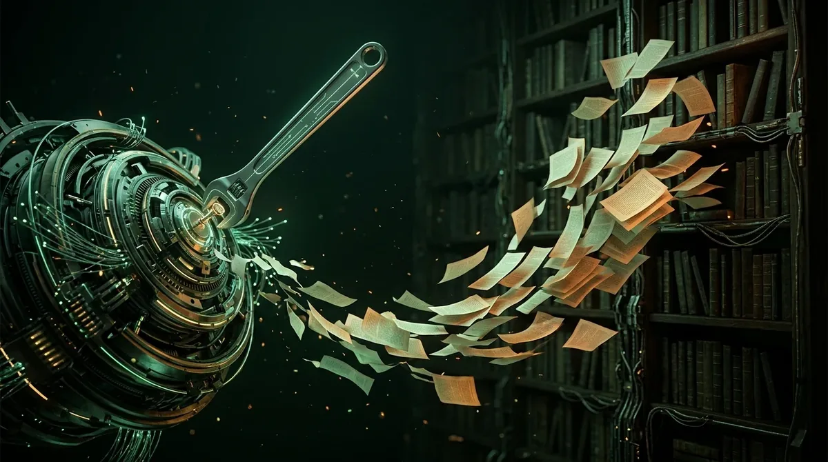 Llave de ajuste frente a una biblioteca de consulta