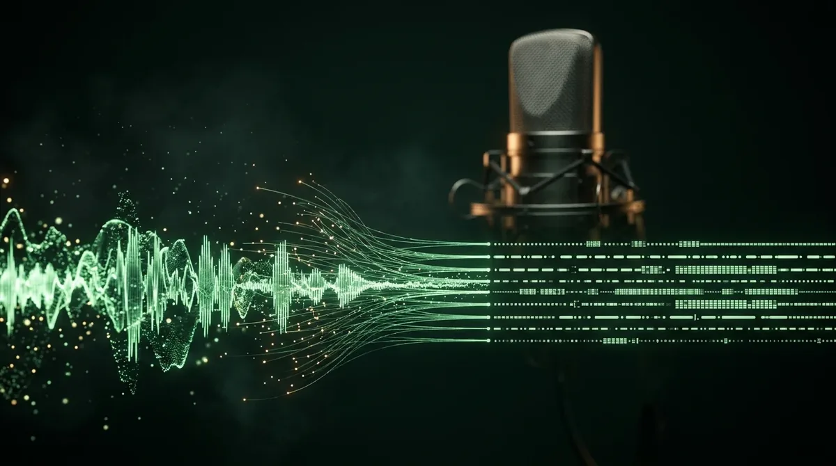 Onda de audio convertida en líneas de texto